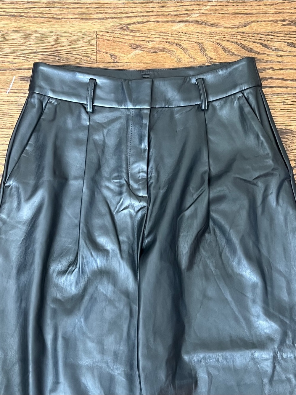 LOFT Black Wide Leg Faux Leather Pants - Picture 2 of 5